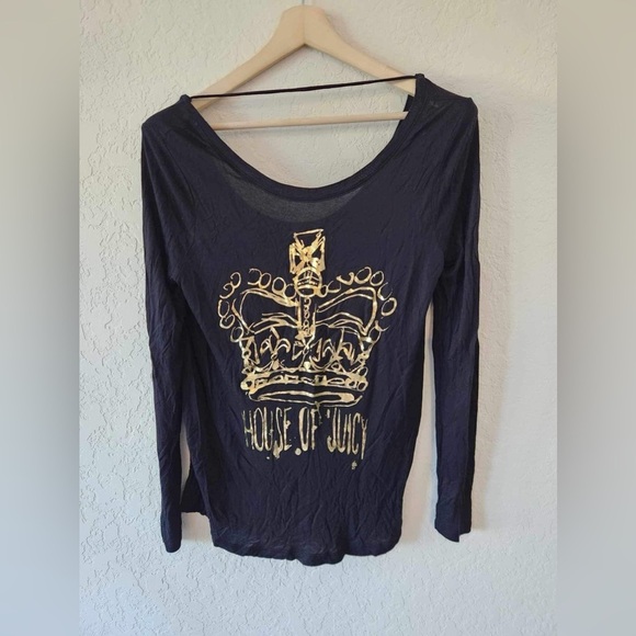 Juicy Couture Women's House of Juicy Black Tee Size Large - Picture 2 of 7